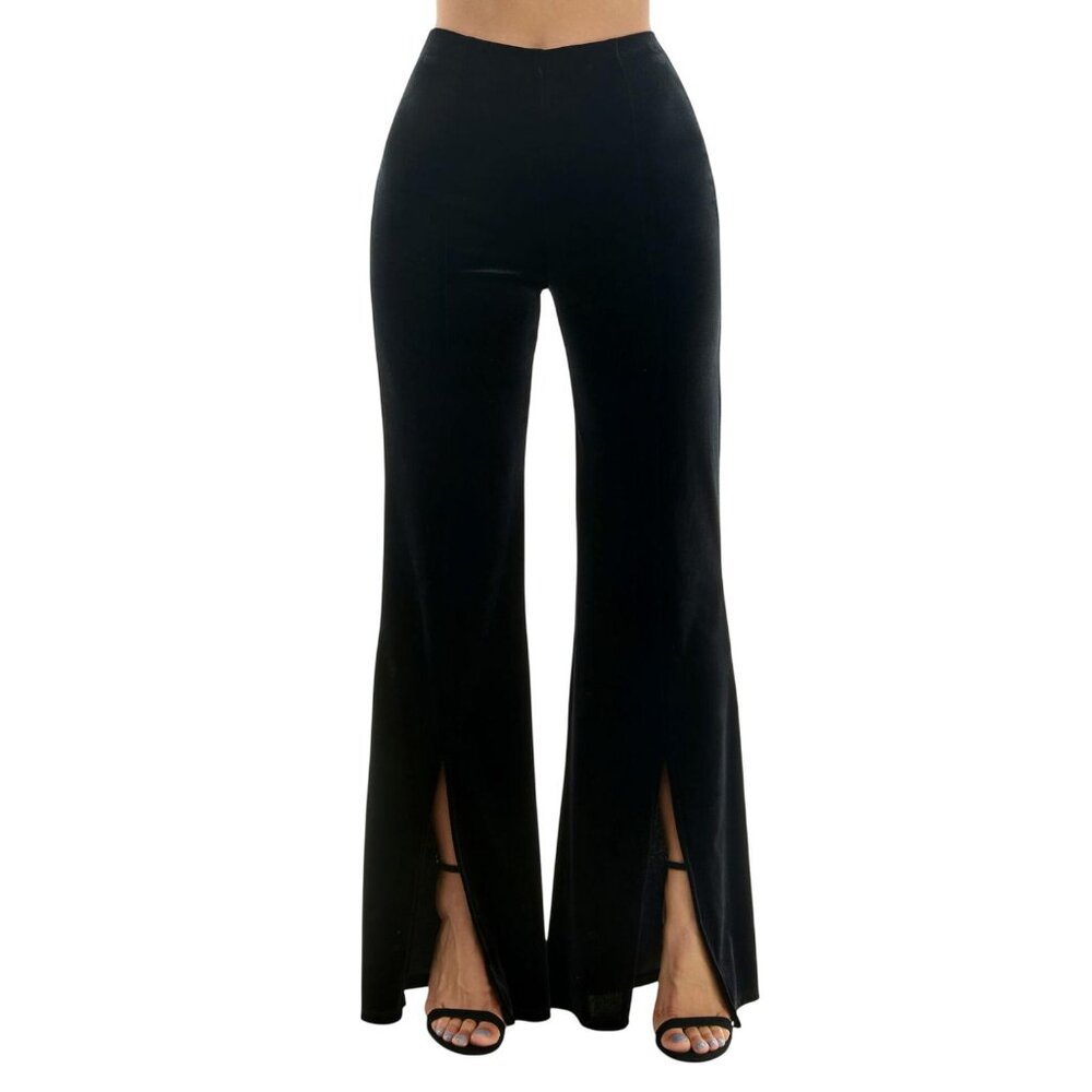 NWT Alex & Sophia Juniors Velvet Pull-On Front-Slit Pants 196Z630E Black XL